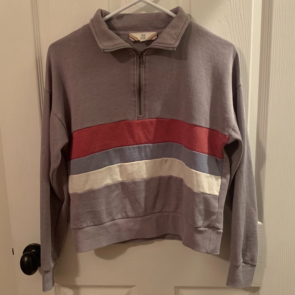 Pink Rose Striped Rugby Jacket